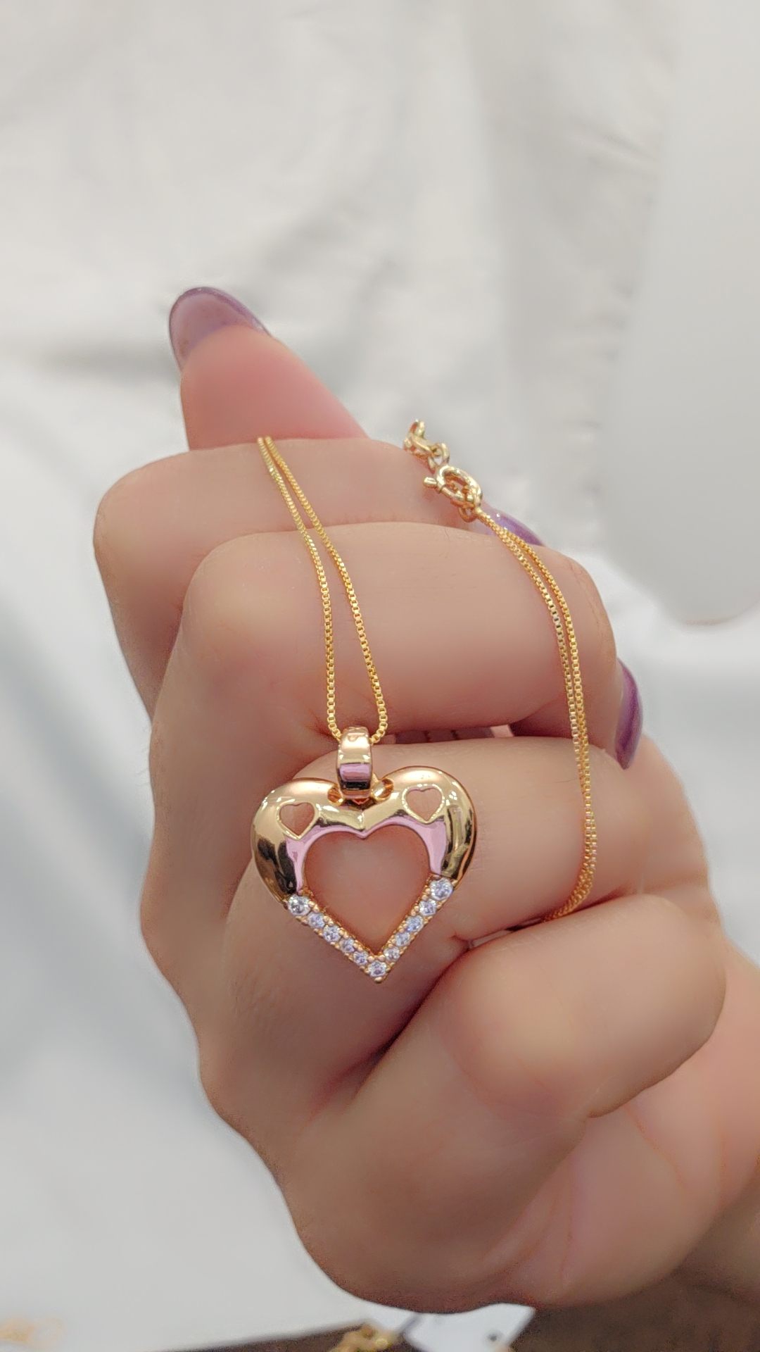 پلاک قلب طرح طلای ژوپینگ مینیمال